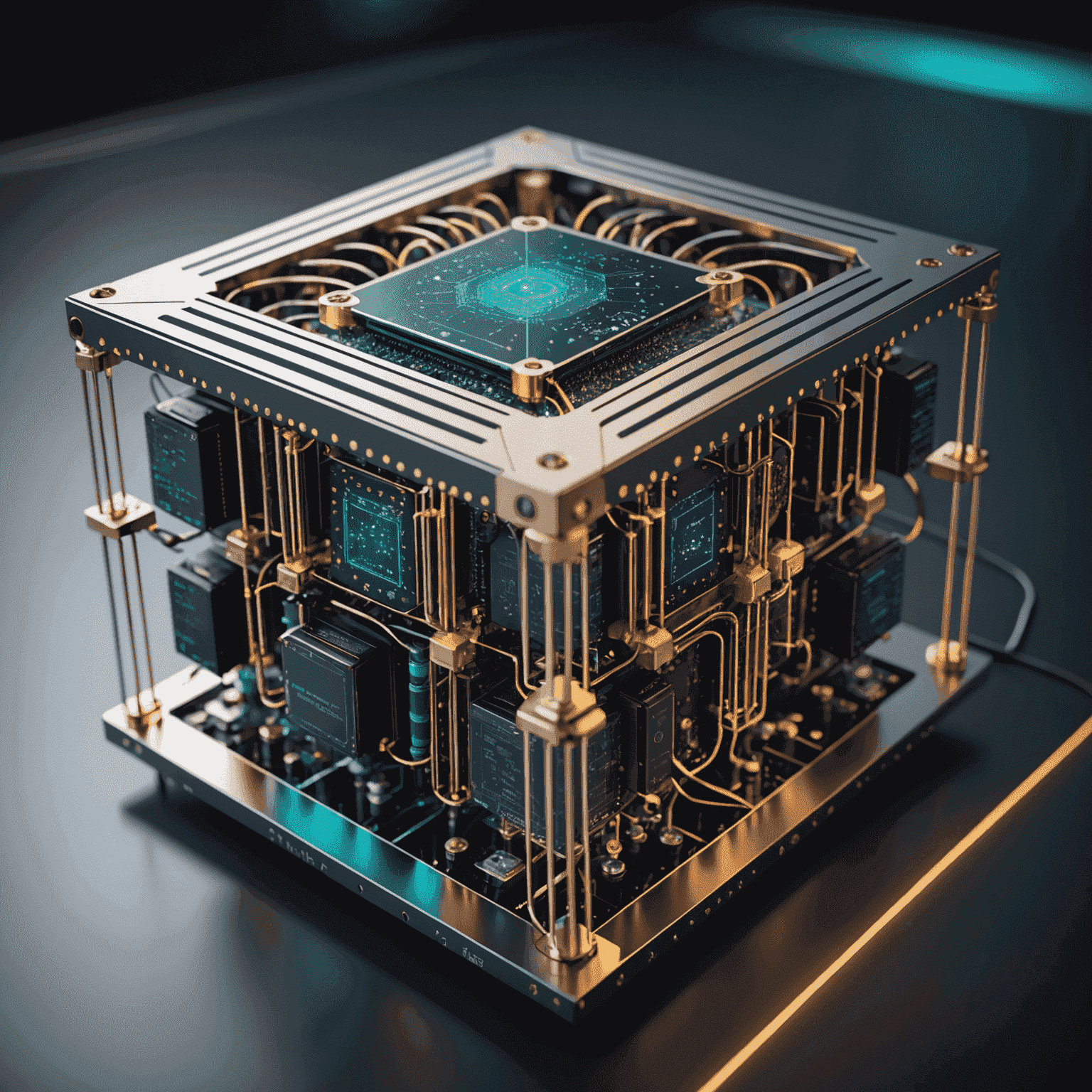 Visual representation of a quantum computer with qubits and quantum circuits, showcasing the potential of this groundbreaking technology