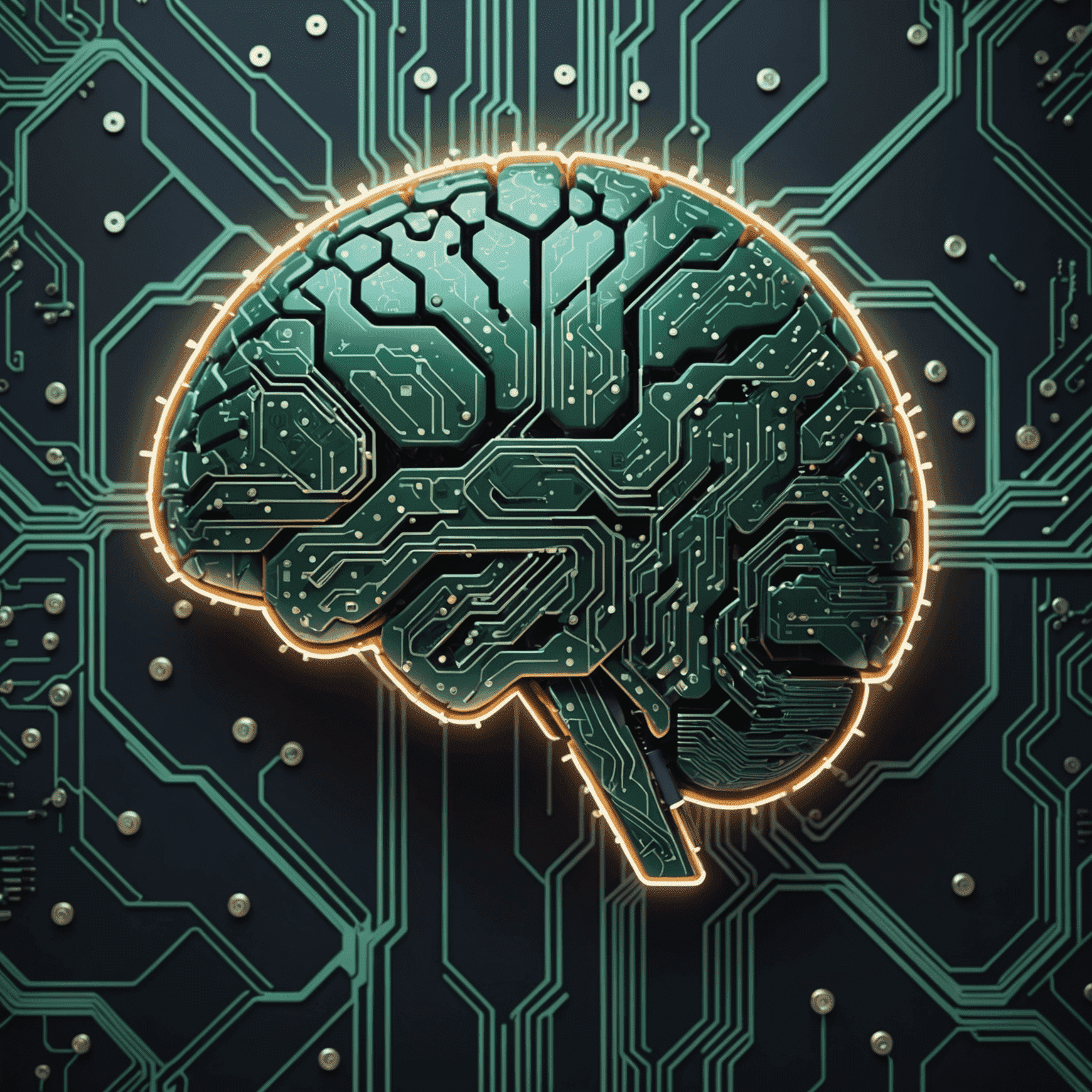 A visual representation of a brain with circuit board patterns, symbolizing the fusion of human intelligence and machine learning