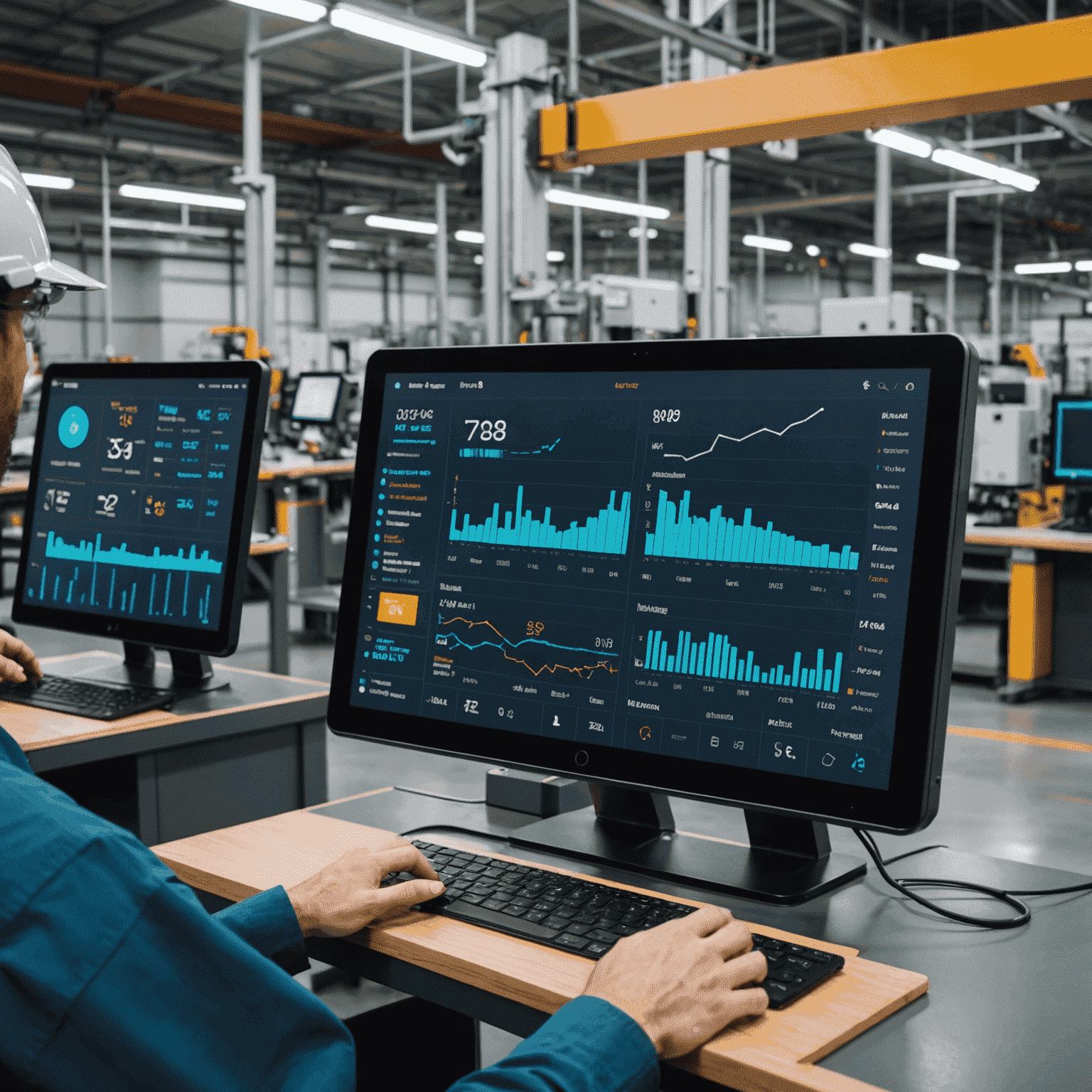 A dashboard displaying real-time data and insights gathered from various IoT devices in a manufacturing facility