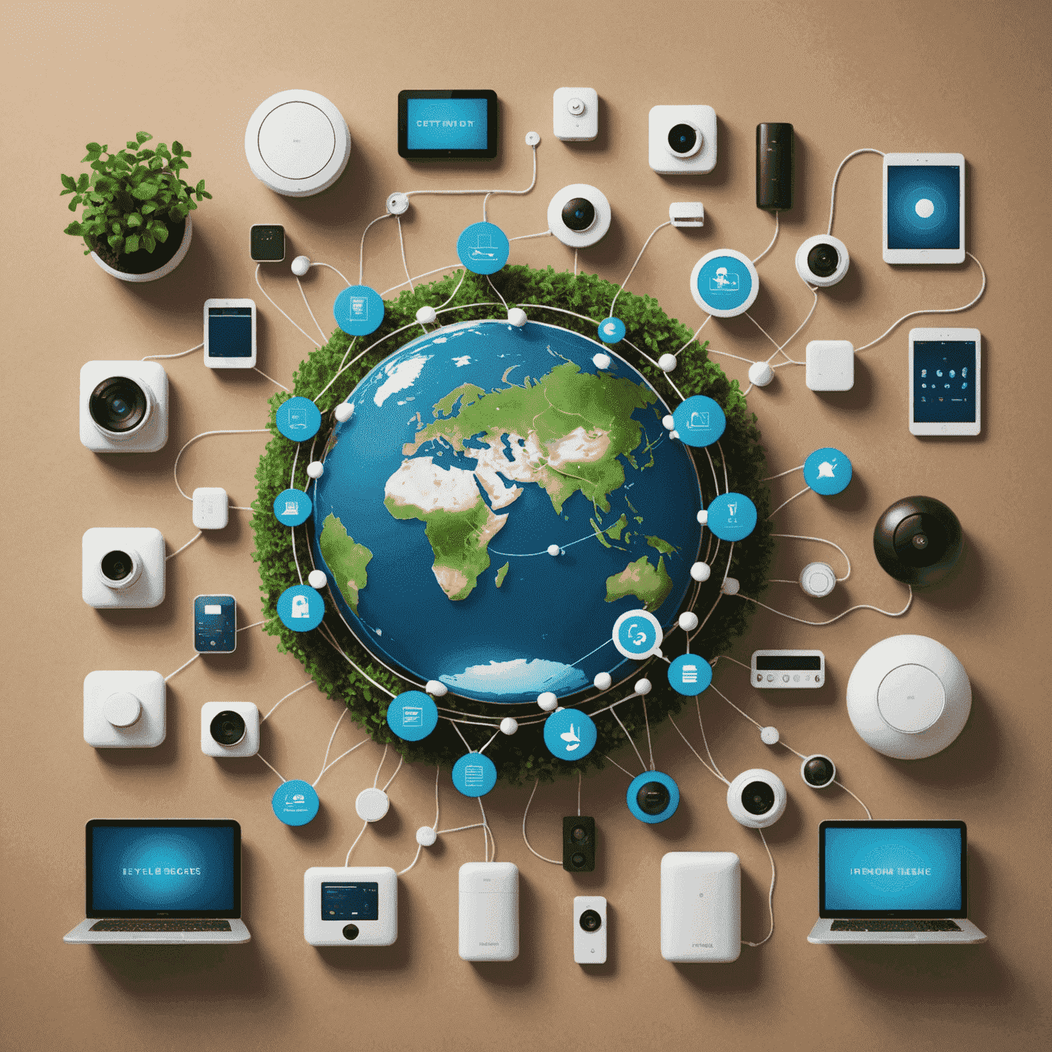 A network of connected devices, sensors, and everyday objects, illustrating the Internet of Things ecosystem